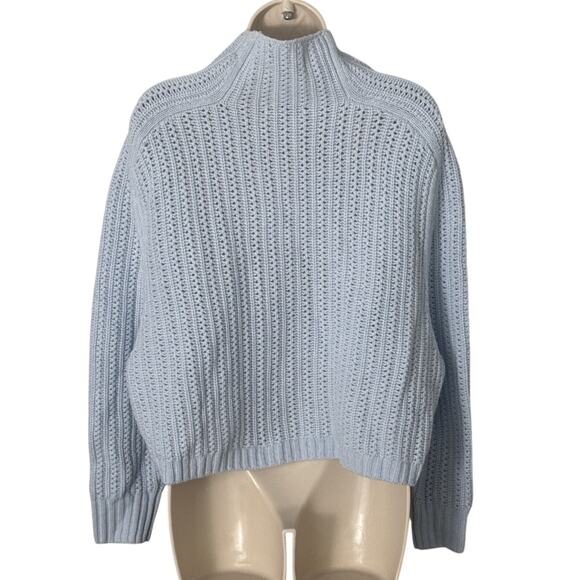 NWT Madewell Pointelle Stitch Mockneck Sweater Heather Pale Dawn Light Blue S - Picture 5 of 10